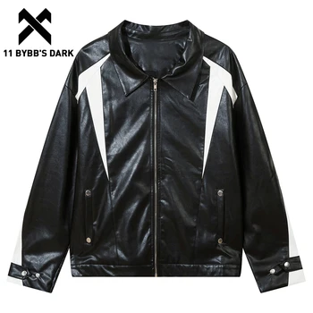11 BYBB'S ТЪМНО кожено яке в стил мозайка 2023, тактическа мотокуртка, есенна тънка черна яке за мъже и жени, градинска яке, палто