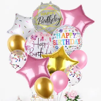 13 бр. комплект за украса на парти по случай рожден ден, 18 инча, петолъчна звезда, алуминиев филмът топка, за украса на сцената на парти по случай рождения ден на балон
