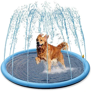 150/170 см, летен басейн за домашни любимци, надуваем разбрызгиватель вода, слот охлаждащ мат, открит интерактивен фонтан, играчка за кучета