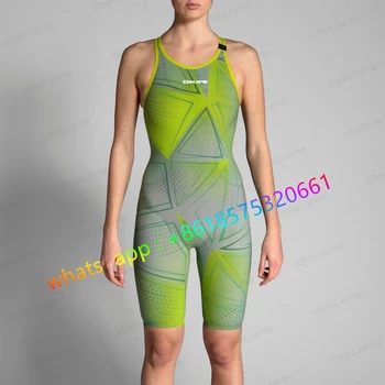 2023 Женски състезателен бански костюм, едно парче професионален бански, бързо съхнещи бански костюми, бански, боди до коленете, спортен костюм