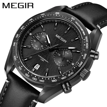 2023 Най-добрата марка на Луксозни MEGIR Модни сапфировые часовници за мъже Многофункционални спортни 50 м водоустойчив мъжки кварцов часовник