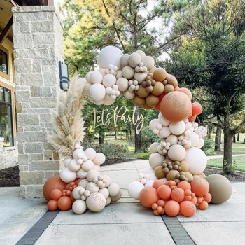 240 бр., двойни кремаво-прасковени балони, комплект арка и гирлянди, мат коралови бижута за рожден ден, сватба фон за парти в чест на детската душа