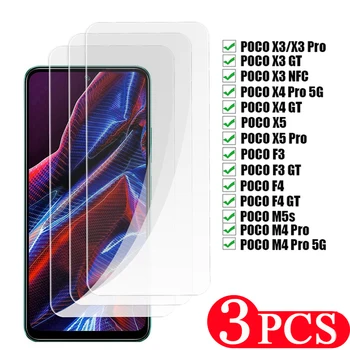 3шт 9H За xiaomi Poco X4 X5 M4 Pro 5G Смартфон от закалено стъкло M5 M5s F4 F3 GT X3 NFC телефон защитното фолио на протектора на екрана