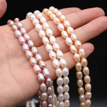 4 бр. естествени перли, бяло, лилаво, оранжево, оризови мъниста 5-6 мм за жени, производство на бижута, аксесоари за колиета, чар, подарък декор