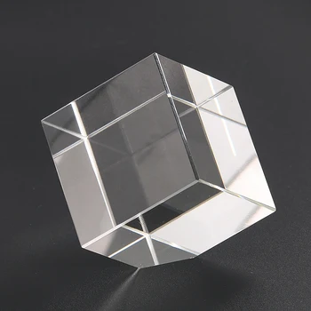 48 мм Прозрачна граненая Стъклена призма геометрия на Квадратен куб Кристални декорации поставка за показване на бижута Поставка за снимки подпори преспапиета Декор