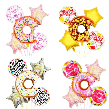 5 бр. балон от фолио с пончиками, златно розово злато, украса за парти в чест на рождения ден, детски душ, набор от бонбони, аксесоари за партита