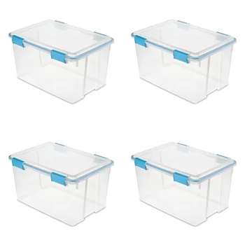 54 Qt. Кутия за подложки пластмасов, Син аквариум, Комплект от 4 кутии за съхранение на кутия за обувки пластмасова кутия за съхранение