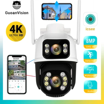 8-мегапикселова камера, Wifi PTZ камера на открито за нощно виждане с двоен екран, за откриване на човек, на 4-мегапикселова IP камера видеонаблюдение