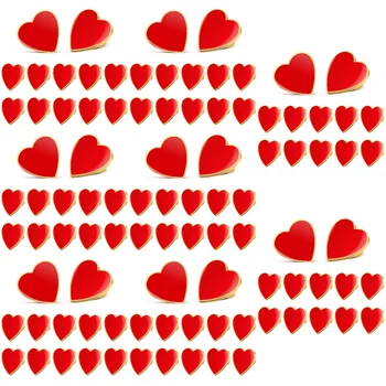 96 бр., брошки във формата на червено сърце, модерни карфици с ревери, аксесоари за дрехи, чанти, шапки