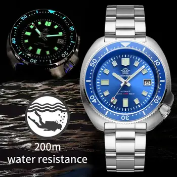 ADDIESDIVE мъжки часовник NH35 Автоматичен часовник с камък дисплей, светещ стрелка, керамични bezel, 200 м, водоустойчив неръждаема стомана 316L