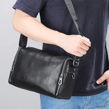 AETOO Нова пригородная цилиндрична кожена чанта-възглавница, модни и ежедневни мъжки чанти през рамо с голям капацитет, однослойная чанта от телешка кожа, шу