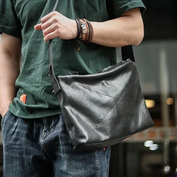AETOO Оригинален дизайн, младежта квадратна чанта на едно рамо, хоризонтален цип, за почивка, плътен цвят, по-голям капацитет, ба