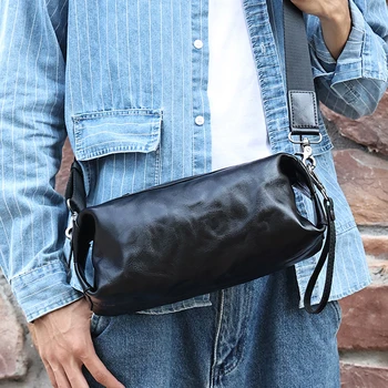 AETOO Чанта през рамо мъжки богат на функции преносим мъжка чанта на едно рамо мъжки чанти от кожа растително дъбени мъжки чанти