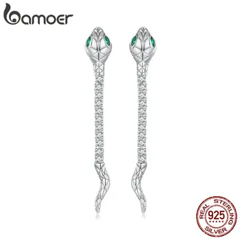 Bamoer 925 стерлинги сребърни обеци-Пазител на духовното змия и опашка на змия, обеци за жени с уникален дизайн на бижута