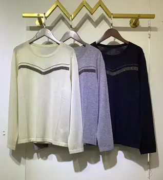 BC Нов пуловер с кръгло деколте, вязаный пуловер с дълги ръкави в стил 