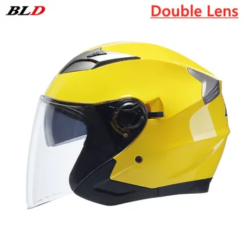 BLD Каска половина на лицето, двойни лещи, мотоциклет шлем, мъжки, женски, Four Seasons, Jet Safety Tour, Capacete, корейски скутер, ECE DOT