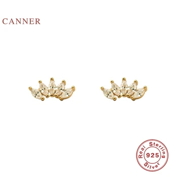 CANNER Обеци от сребро 925 проба за жени, диаманти в короната, обеци-на карамфил, циркон, корейски, висулки, сребърни, златни бижута