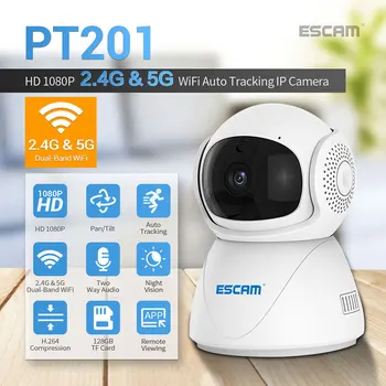 ESCAM PT201 1080P Интелигентна Камера за Видеонаблюдение Безжична CCTVNetwork 2,4 G 5G WiFi IP Камера IR за Нощно Виждане следи бебето