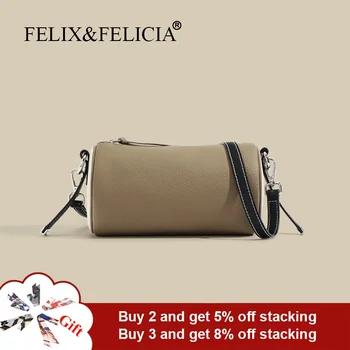 FELIX & FELICIA, висококачествени модни чанти през рамо от естествена кожа за жени 2023, дизайнерска луксозна марка кръгла чанта през рамото си в ретро стил