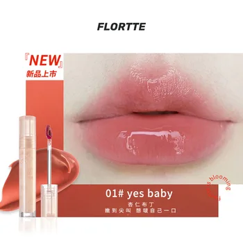 FLORTTE блясък за устни от серията First Kiss Желейные червило за увеличаване обема на устните, блестящ гланц за устни, розово червило, водоустойчив нюанс за устни