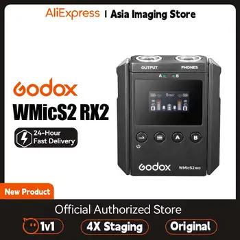 Godox WMicS2 RX2 2.4 Ghz Безжична петличный ненасочено микрофон, Предавател приемник шумоподавляющее радиооборудование