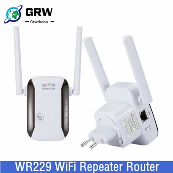 Grwibeou Безжичен WiFi Ретранслатор Рутер 2,4 G 300 Mbps Мрежов Усилвател на сигнала WR229 IIEEE802.11 b/g/n с 2 Антени WiFi Усилвател за Домашно
