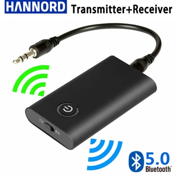 Hannord 2 в 1 Безжична Bluetooth 5,0 предавател, приемник, plug-in hybrid аудиоадаптер за телевизор, КОМПЮТЪР автомобилен високоговорител 3.5 мм AUX Hi-Fi музика