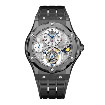 Haofa GMT Фаза на Луната Flying tourbillon мъжки часовник сапфировые водоустойчив ръчни механични ръчни часовници Луксозен циферблат с микрогравировкой