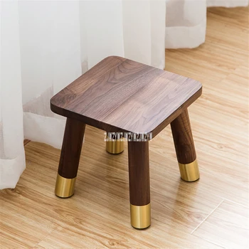 HT018 Обикновен дървен стол пейка от масив, дърво и Ниско столче Детска замяна обувки табуретка месингови аксесоари с шипове и секретни конструкция