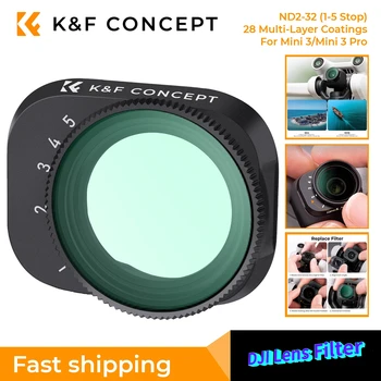 K&F Concept Променлив HD филтър ND2-ND32 за DJI Drone Mini Pro 3 от 28 Многослойными антибликовыми Зелени филм, Водоустойчиви