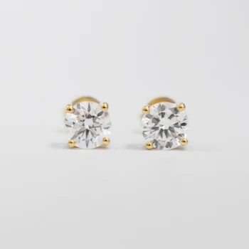 Maiyi Щампа отгледани в лаборатория диамант от чисто 18-каратово злато 0,5 карата, диаметърът на всяка диамантена обеци-карамфил 5 мм, мода за жени