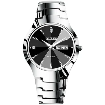 OLEVS Мъжки дамски кварцови часовници за влюбени, модерен каишка от естествена вольфрамовой стомана, водоустойчив ръчен часовник Reloj Hombre