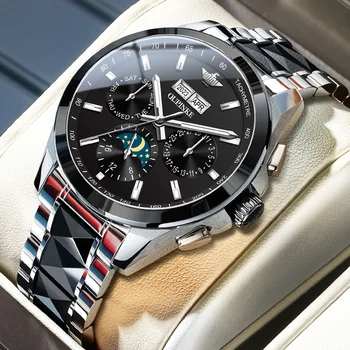 OUPINKE Мъжки часовници с автоматично скелетните турбийоном самостоятелно ликвидация Луксозни водоустойчив сапфировые часовник със сапфир стъкло Бизнес официални ръчен часовник