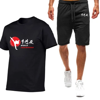 Polo ризи с принтом на Световната федерация по таекуондо WTF, мъжки удобни шорти с къс ръкав, памук комплект спортни тениски Harajuku