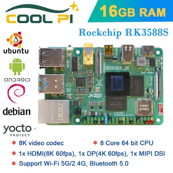 Rockchip RK3588S 16 GB оперативна памет, Поддръжка на WiFi + BT, EMMC, Одноплатный компютър Gigabit Ethernet, Работи под Android, Ubuntu, Debian AIoT