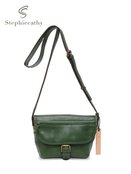 SC Луксозни реколта кожени чанти през рамо, дамски ежедневни портфейли-слинги с капаци, чанти от естествена кожа с множество джобове, чанти през рамо