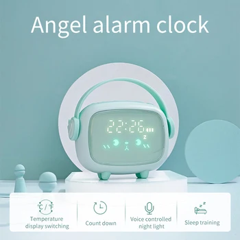 Smart alarm clock, такса за деца, малък будилник, творчески часовници, богат на функции цифров часовник led лека нощ, сладък домашен декор
