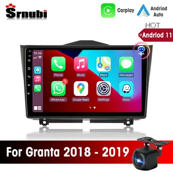 Srnubi 2 Din Android 11 Автомобилен Радиоприемник За LADA BA3 Granta Cross 2018 2019 GPS Навигация Carplay Мултимедиен Плейър Стерео DVD