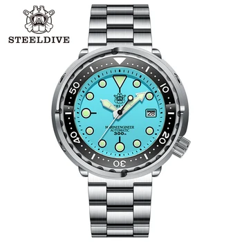 STEELDIVE SD1975, бял циферблат, суперсветящийся 47,5 mm керамичен bezel от неръждаема стомана, NH35, автоматичен механизъм, мъжки часовник за плуване с риба тон
