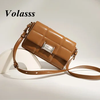 VOLASSS, малка дизайнерска чанта през рамо, дамски ежедневни луксозна чанта-месинджър от телешка кожа, дамски елегантни чанти през рамо от естествена кожа