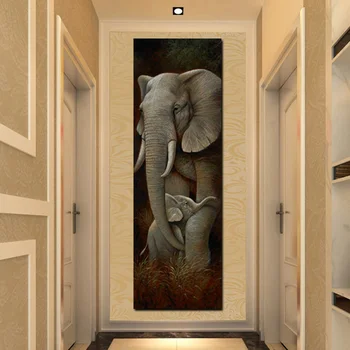 Абстрактна живопис с маслени бои под формата на африканския слон и син на животни върху платно, постери и щампи, Тигър, скандинавски стенни картина за хола