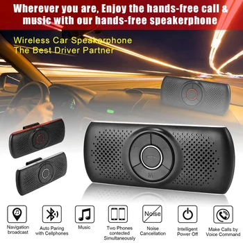 Безжичен комплект за кола Bluetooth, козирка, говорител Bluetooth, микрофон, музикален MP3 плейър, безжичен високоговорител 