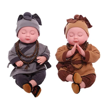 Възстановената Кукла Имитация На Буда Интелигентна Пеене Малък Монах Имитация На Винил Гласова Поющей Силиконови Кукли Подмладена Детски Кукли