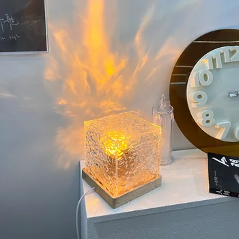 Въртящи малка странична лампа с атмосфера на пламъка с динамичен дизайн водна вълна, trend нощна лампа за известни личности от трансграничната мрежа Ins