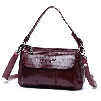 дамска мини чанта-месинджър чанта на едно рамо, кожена дамска чанта на средна възраст, кожена кесия с нулев размер