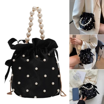 Дамска чанта за през рамото си с имитация на перли, луксозна чанта през рамо, чанта през рамо