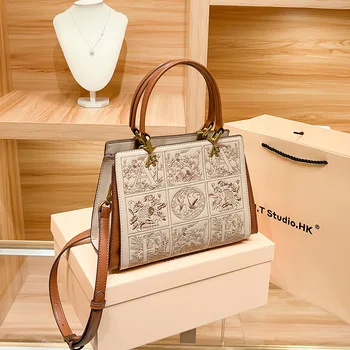 Дамска чанта от естествена кожа, новост 2023, лятна дизайнерска чанта от висок клас, с голям капацитет, чанта за през рамото на мама