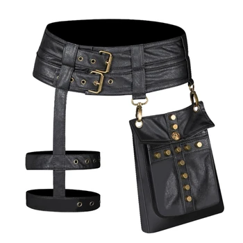 Дамски поясная чанта от изкуствена кожа в ретро стил 4XFF, реколта поясная чанта за колан с нагрудным чантата