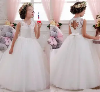 Дантелени рокли с цветя модел за момичета на сватба, тюлевое вечерна рокля за причастие, елегантна рокля, романтична пищни