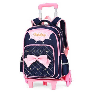 Детски училищен раница, чанта-колички на колела, ученическа раница на колела, училищна чанта за момичета с пеналом